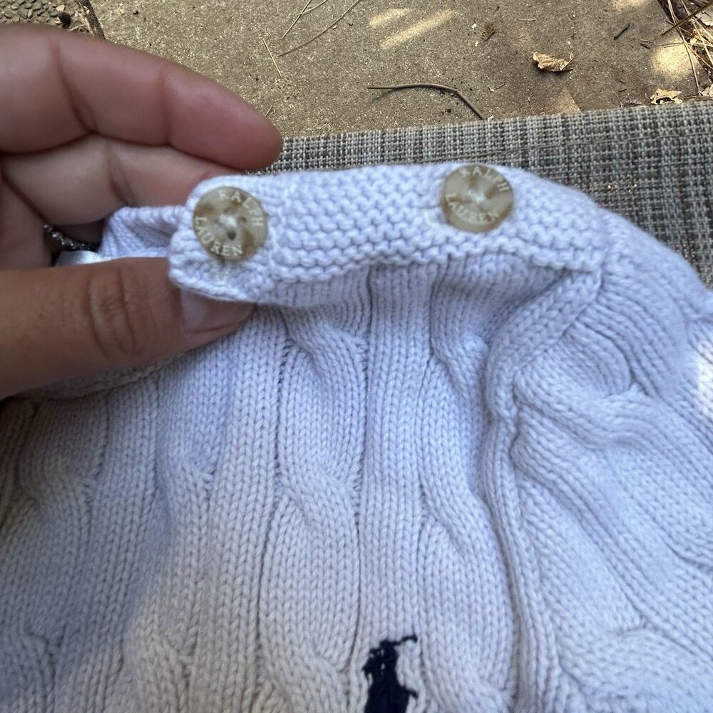 Ralph Lauren Boy's Chunky Cable Knit Sweater Fisherman Cream Neutral 24MO Preppy - Picture 5 of 7